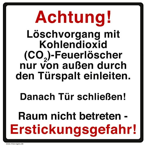 Warnaufkleber „Achtung Erstickungsgefahr! CO2-Feuerlöscher Raum nicht betreten“ Warnhinweis Folie | 10x10 cm Made in Germany