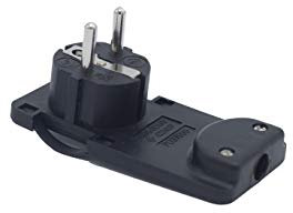 Clavija acodada 4,8mm t/t 16A, ideal para conexiones en espacios reducidos y electrodomésticos de alta potencia.