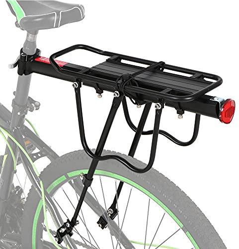 Greensen Fahrradträger Verstellbarer Fahrradträgerträger Gepäckträgerhalter aus Aluminiumlegierung, Fahrrad-Tourenträger mit Reflektor, Maximalbelastung 50KG