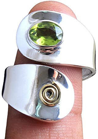 Ovaler Peridot Massiv 925 Sterling Silber Handgefertigte Stapelringe für Damen, August Geburtsmonat Edelsteinringe, Valentinstagsgeschenk Schmuck