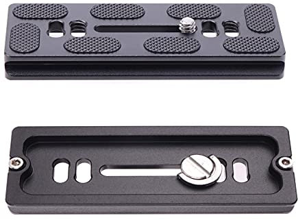 Hersmay Aluminium PU100 Camera Quick Release Plate with AS Standard 1/4 Inch Mounting Screw such as ARCA-Swiss/Kirk/Wimberley/Markins/Benro Quick Release Plates