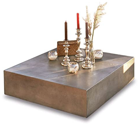 Loberon Couchtisch Cromwell, Minimalistische Form, sehr Robust, für Innen & Außen, Sofatisch, Gartenmöbel, Gartentisch, Beton, grau