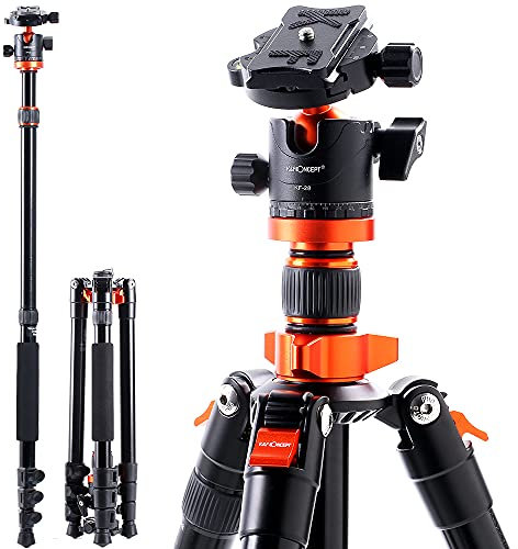 72 '' DSLR-Kamera-Stativ Leichtes und kompaktes abnehmbares Aluminium-Einbeinstativ-Stativ mit 360-Grad-Kugelkopf-Schnellwechselplatte für DSLR Canon Nikon Sony-Kamera