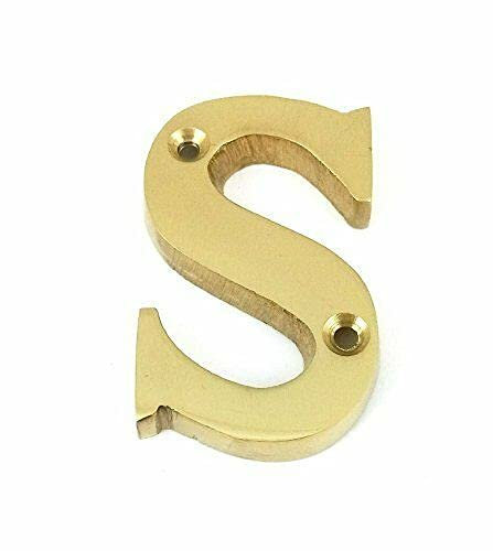 Ironmongery Solutions® House Door Letters A to Z in Polished Brass - Fit To All Types of Door 50mm (S)