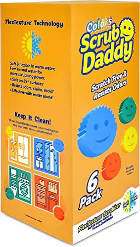 Scrub Daddy Sponge Set - Variety Colors - Scratch-Free Multipurpose Dish Sponge - BPA Free & Made with Polymer Foam - Stain & Odor Resistant Kitchen Sponge (6 Count)