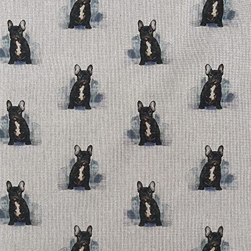 Stoff mit Tier-Digitaldruck, Baumwolle, Leinenoptik, für Vorhänge, Jalousien, Basteltaschen, Nähen, Quilten, Patchwork und Polstermöbel, 140 cm breit, Meterware (Französische Bulldogge)