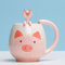 Xfeyaqlo Tasse Cochon De Petit Déjeuner Tête De Cochon - Grande Tasse à Café Mignonne Avec Cuillère Qui Pend Du Mur, Pour Café, Lait, Boissons, Porridge