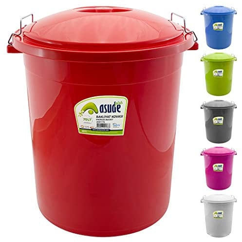 Large 70 Litre Multi Purpose Plastic Bucket - Storage Drum Tub With Strong Metal Handles | Large Capacity, Organiser | Includes Lockable Lid | Strong, Durable & Long Lasting