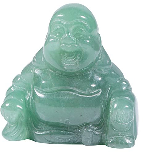 Amogeeli Grüner Aventurin-Stein, geschnitzt, kleine glückliche Buddha-Figur für Glück und Reichtum, Fengshui-Schreibtisch-Dekoration