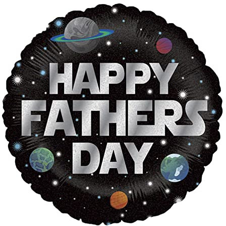 Party Factory Folienballon `Happy Fathers Day´, Ø 45cm, schwarz, Heliumballon, Luftballon zum Vatertag, Weltraum, Planeten