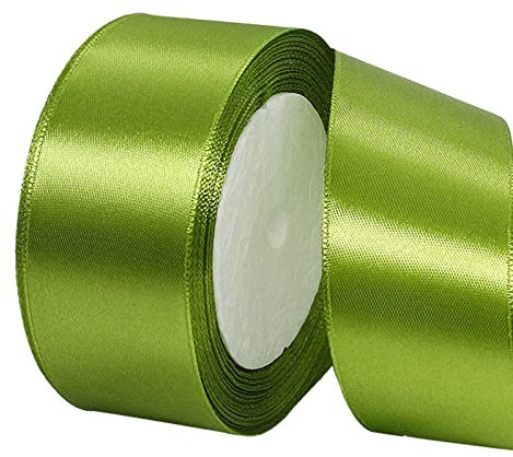 POPOYU Baumwoll Band Olivgrün 4cm,Satinband 4cm Breit,Dekoration Präsent Geschenkband,Geschenkband Breit Olivgrün Kleid Hochzeit,Taufe und Geburtstag Geschenke,Satin Dekoband,Deko Band Geschenk