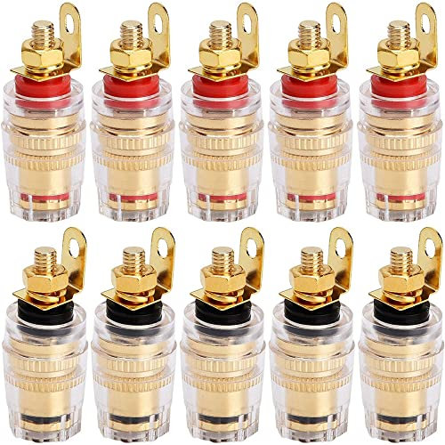 Greluma 10 Piezas Conector Tipo Banana de 4 mm Poste de Enlace para Terminal de Altavoz Amplificador Placa de Pared