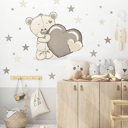 INSPIO Wandtattoo Teddybär mit Wunschname. Erhältlich in 63 Farben. XXL Wandtattoo
