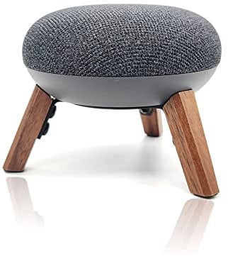 Echtholzständer für Google Nest Mini (2. Generation), kompatibler Lautsprecher zum Dekorieren von Tisch, Zuhause, Büro, rutschfester Silikon-Pad-Halter, Smart Home Mini zum Schutz (Walnuss)