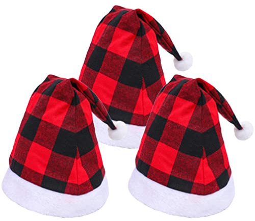 PRETYZOOM 3st Weihnachtsmütze Nikolausmütze Plüsch Weihnachtsmann Weihnachtskegelhut Weihnachtspullover Mütze Verrückt Bommelmütze Weihnachten Polyester Baumwolle Dekorationen Fräulein