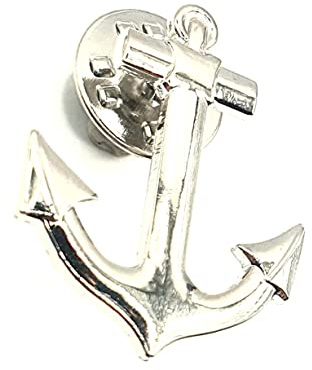 SNS Components Silberfarbene Metall Anstecknadel mit Schiffsanker und Emaille, Klassisch, Unisex
