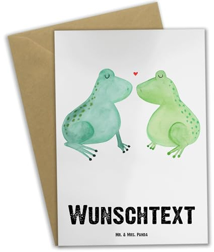 Mr. & Mrs. Panda Personalisierte Karte Frosch Liebe - Geschenke, individuelle grußkarte, Freundin, personalisiert, Frösche, Grußkarten, personalisierbar, Hochzeitstag
