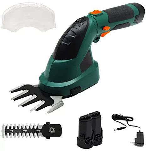Cordless Grass Trimmer 7.2V Electric Hedge Timmer 2 in 1 Handheld Grass Cutter Machine, Electric Grass Clippers with Rechargeable Lithium-IIon Battery and Charger for Garden, Lawn