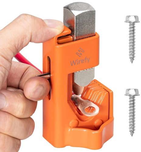 Wirefy Hammer Lug Crimper Tool - Cable Battery Wire Crimping Too Made with Hardened Stainless Steel - Accommodates Gauges from 8 AWG to 4/0