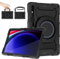ROISKIN Samsung Galaxy Tab S9 Plus/S9 FE Plus 12,4 Zoll 2023 Hülle: Robuste Hülle für Galaxy Tab S9 +Tab (SM-X810/X816B/X818U) mit Stifthalter & drehbarem Ständer & Schulterriemen,Schwarz