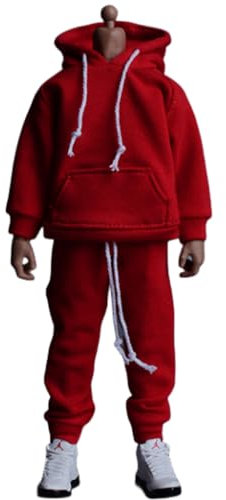 HiPlay 1/12 Scale Figure Doll Clothes: Red Set Hoodies and Pants for 6-inch Collectible Action Figure AT202201E