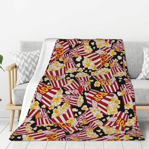 LAMAME Popcorn Print gedruckt Weiche Gesichtsdecke Plüsch Decke Vier Jahreszeiten Warme Decke Reisedecke