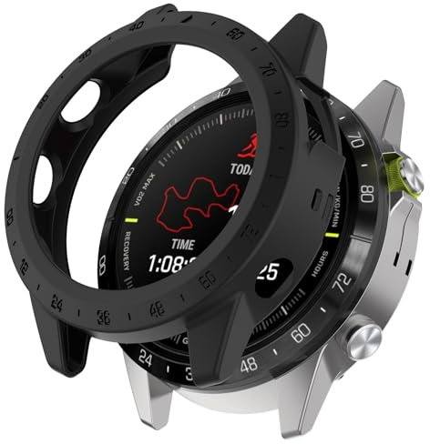 Hülle Kompatibel mit Garmin MARQ Gen 2 Schutzhülle, TPU Schutzhüllen Cover Schutzhülle Schale Bumper Zubehör für Garmin MARQ Gen 2 Athlete/Captain/Golfer/Aviator Gehäuse (Schwarz)