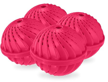 Relaxdays Waschball, 4er Set, Waschkugel für Waschmaschine, ökologisch, hautfreundlich, Waschen ohne Waschmittel, pink