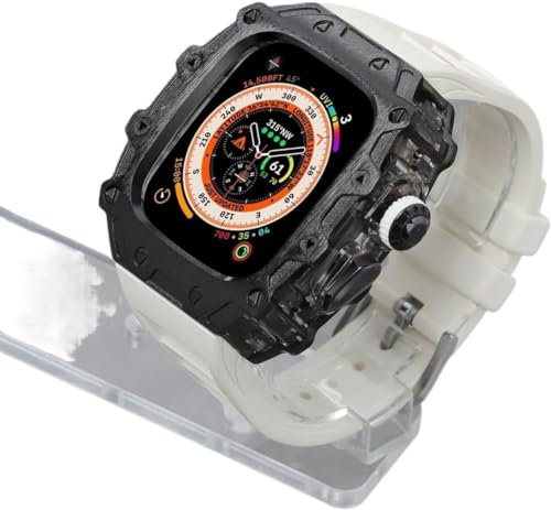 EZZON RM Style Alloy Watch Case+Watch Strap,For Apple Watch Ultra 2 49mm, Men Womens Sports Rubber Watch Band And Case Kit,For Iwatch 8 Series Replacement Watch Band, 49MM, Agate