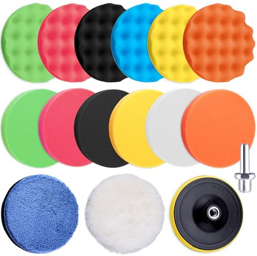 SIQUK Lot de 16 tampons de polissage en mousse de 150 mm pour perceuse et polisseuse 150 mm