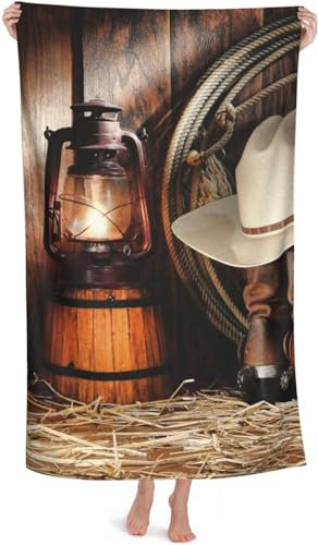 Cowboy Strandtuch Groß 70x150, 3D Retro Badetuch Mikrofaser Handtücher, Strandhandtuch SchnellTrocknend Badehandtuch, Saunatuch, Handtuch, Damen, Herren, Strandtücher, Badetücher H184