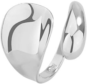 IMINI Teardrop Spoon Adjustable Rings for Women Men Aesthetic Cute Band Waterdrop Statement Open Extendable Rings High Polish Thumb Ring for Teen Girls Best Friends Birthday Jewelry Gifts (Silvery)