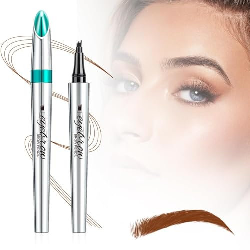 Augenbrauenstift, Wasserdichter 3d Augenbrauenstift mit 4 Gabelspitzen, Flüssiger Augenbrauenstift, Langlebiger Augenbrauen Microblading Stift, für Frauen und Mädchen (Rotbraun)