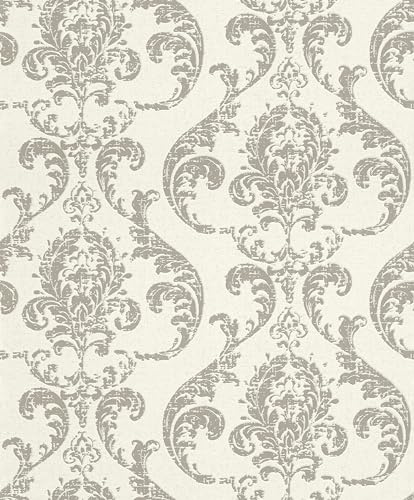 Rasch Tapeten 315622 - Vliestapete mit Ornamenten in Weiß und Grau aus der Kollektion Color your life - 10,05 m x 0,53 m (LxB)
