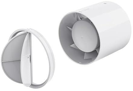 EINTTAX 100mm Rohrventilator,Inline-Abluftventilator,Leise Rohrlüfter 130m³/h,Kanalventilator Für Bad,WC,Küche,Gewächshaus,Zelt,Garage,Weiß