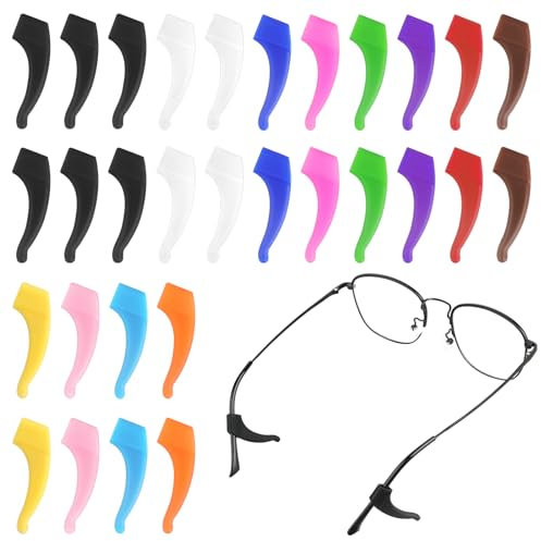 COMNICO Eyeglass Ear Grips Hook, 15 Pairs Anti Slip Eyeglass Strap Holder Multicolored Eyewear Retainers Silicone Protectors Ear Hooks Kids and Adults Sport Glasses Sunglasses, Multicolor, One size