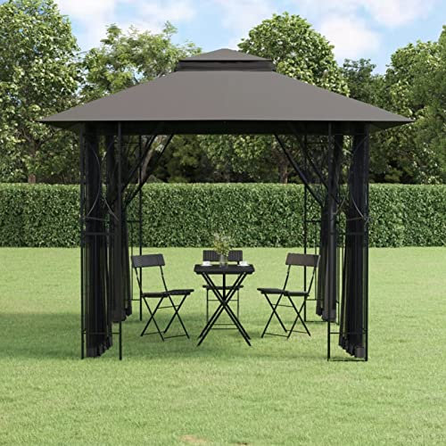 Tidyard Pavillon mit Seitenwänden Gartenpavillon Anthrazit 300x300x270 cm Stahl
