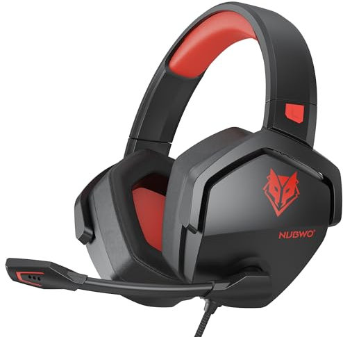 NUBWO Cuffie Gaming per PS4, PS5, PC, Xboxone, Cuffie con Microfono Over-Ear con Cancellazione del Rumore per Computer Portatili NS Games - Rosso
