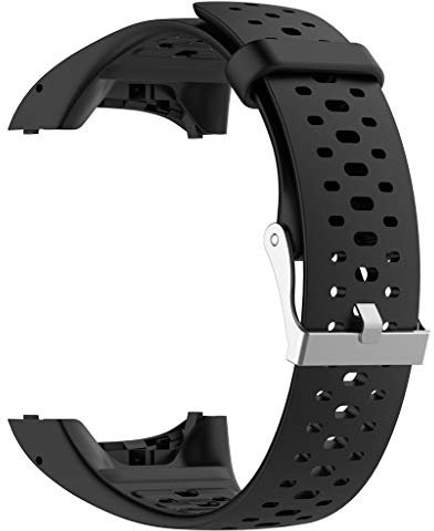Silikon Uhrenarmband Kompatibel mit Polar M400 M430, Wasserdicht Weiche Loch Form Uhrenarmbänder für Outdoor Fitness Sport Herren Damen, Schwarz