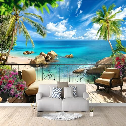 Fototapete Tropische Strandpalmen 250x175 cm Tapete Wandtapete Wanddeko Design Mustertapete Wand Dekoration Wohnzimmer Schlafzimmer Büro Flur