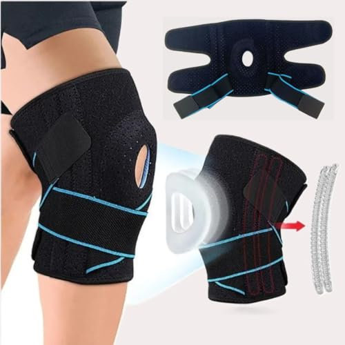 Bahía Aventura Rodillera Deportiva de Compresión Unisex Para Menisco y Ligamentos - Talla Única Ajustable Con Soporte de Doble Resorte - Almohadillas de Silicona Para Absorción de Impactos