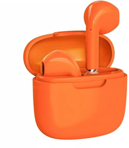 LUPO Wireless Earbuds Bluetooth in Ear Headphones, Noise Cancelling Mic, 48H Playtime TWS Bluetooth 5.0, Charging Case, In-Ear buds, IPX6 Sweatproof with built-in Mic for iPhone/Android - ORANGE