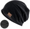 Damen Warme Herbst Winter Slouch Beanie Mütze Herren Kopfbedeckung Baumwolle Strickmütze Flexibler Freizeithut Leichte Chemo Wintermütze (DE/NL/SE/PL, Alphanumerisch, Einheitsgröße, Schwarz)