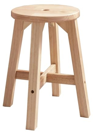 Lestar H18 Wooden Stool, Solid Wood, Round