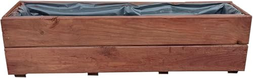 FKL Jardinera de madera, macetero para jardín, terraza, ya montado, D27 (nuez, 90 cm)