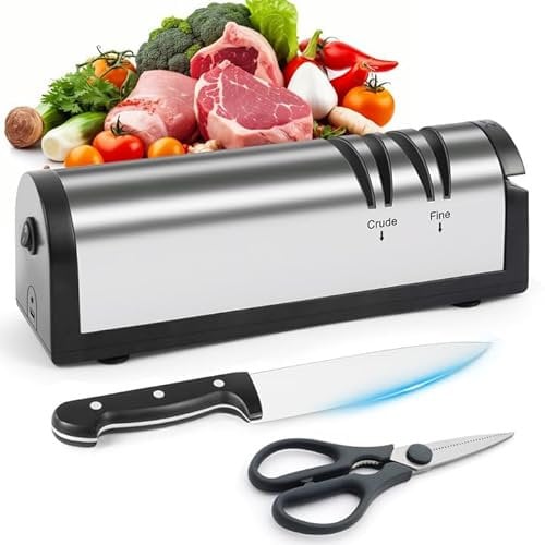 SOARFLY Aiguiseur Couteaux Électrique en Acier Inoxydable, Aiguiseur Couteaux Professionnel Haute Précision, Efficace Éguiseur de Couteau Durable, Aiguiseur Multifonction pour Couteaux de Cuisine