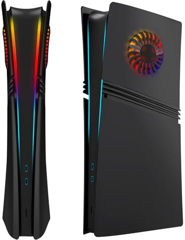 ElitePlay Black PS5 Pro Digital Faceplate with LED Lights Vents Cooling Cover Replacement Plates Shell Accessory for Playstation 5 Pro Digital Edition