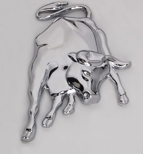 3D Stier Bulle in Chrom Silber Emblem Metall Auto Aufkleber