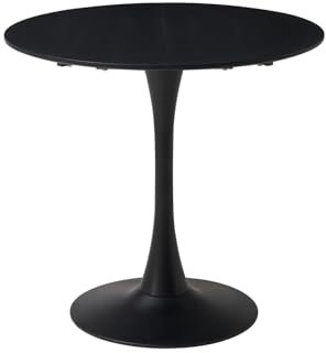 JZGORC Runder Esstisch, moderner, lässiger Esstisch für 2–4 Personen, perfekt für Wohnzimmer, Esszimmer, Küche, Café – Schwarz - 80cm