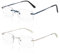Amorays 2 Pack Lesebrille Damen Herren Modern Ohne Rahmen mit Blaulichtfilter Entspiegelt 6001（Silber&Blau，+1.50）